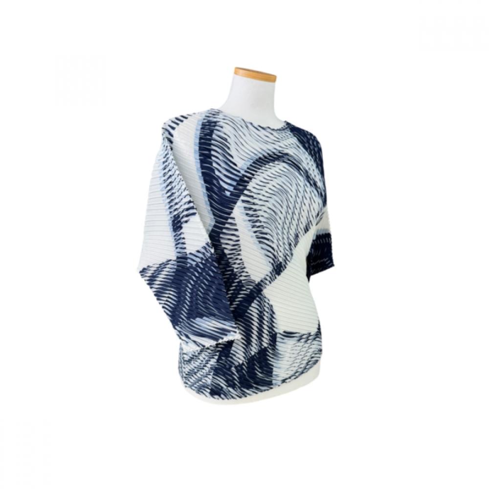 La Vita Junko Diagonal Pleat Print Tee Lrsts032