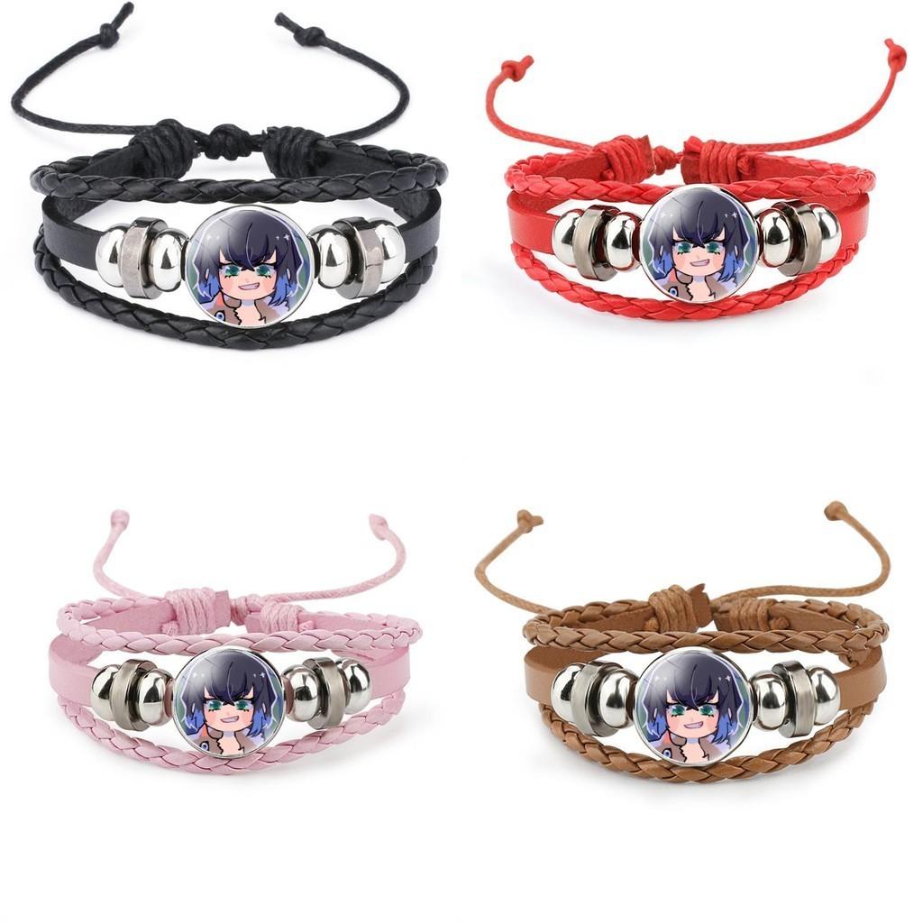 Stylish Kimetsu No Yaiba Leather Bracelet With Inosuke Charm Mixed Materials