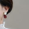 French Retro Elegant Water Drop Wine Red Female Earrings Ladies Earrings Christmas Gift Jewelry