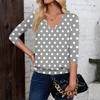 Women's Fashion Casual V-Neck Three-Quarter Sleeve Print Top
