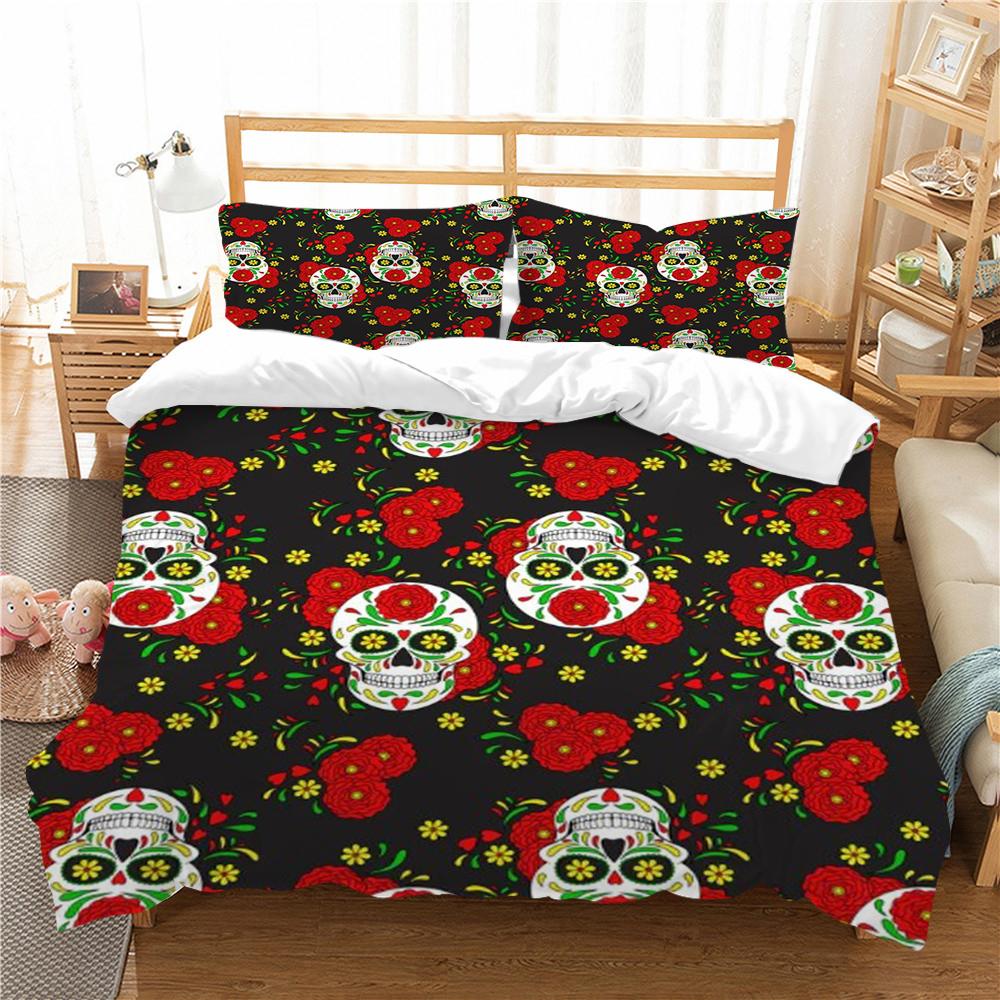 3D Skull Printing Duvet Cover Set Cartoon Bedding Set Highend Pillowcase Children Bedding Suit Single Size Double Size Bed Cover