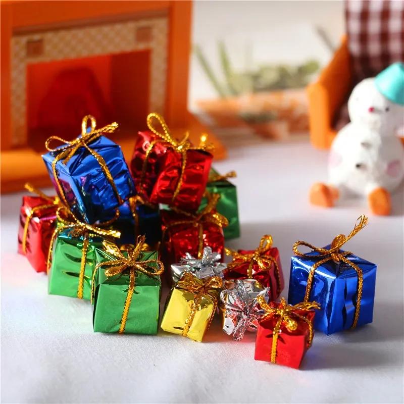 12Pcs Mini Gift Boxes - Christmas Tree Ornaments, Colorful Foam Pendant Decor for New Year Party