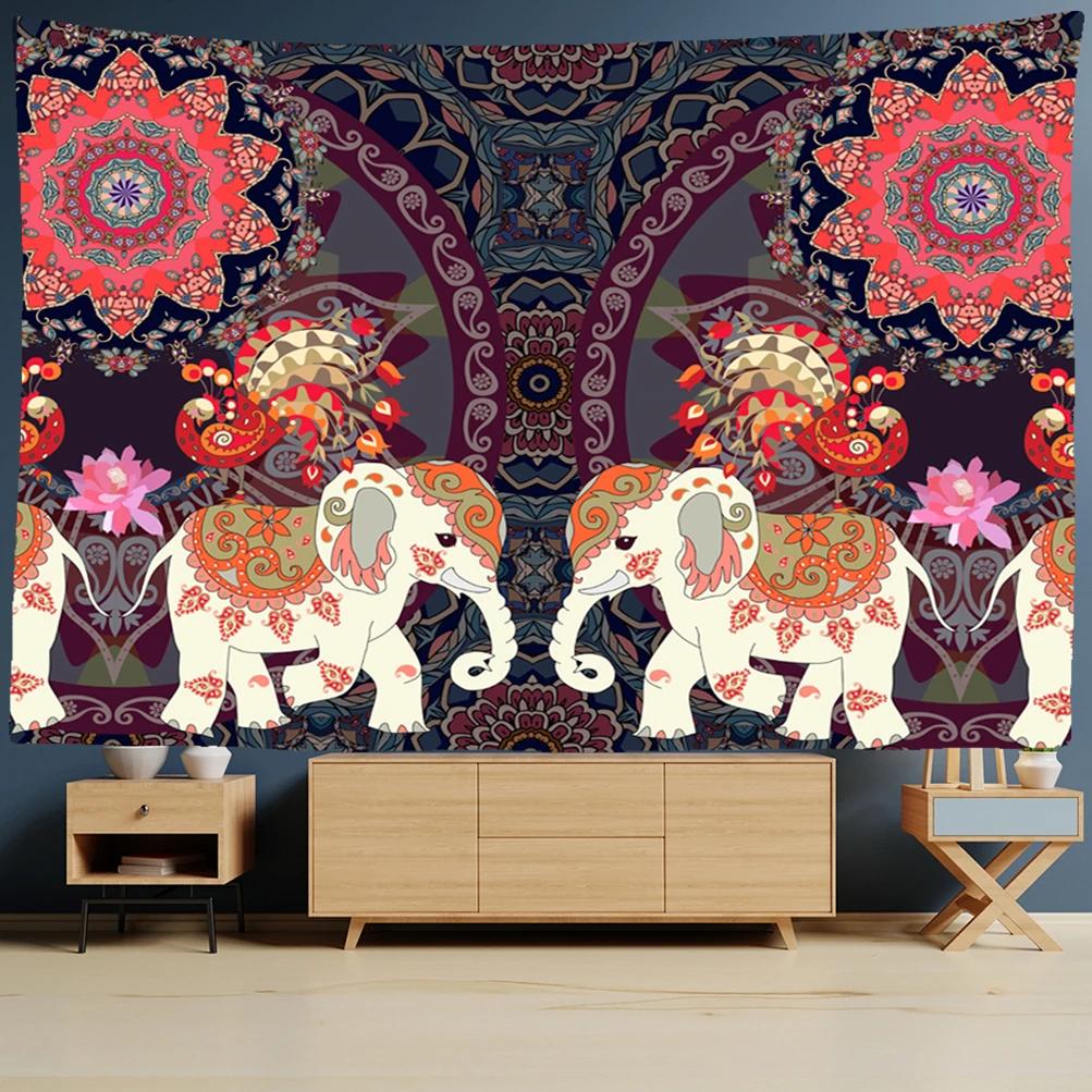 India Mandala Tapestry Elephant Buddha Aesthetic Wall Hanging Print Boho Decor Vintage Ation Psychedelic Home  Room