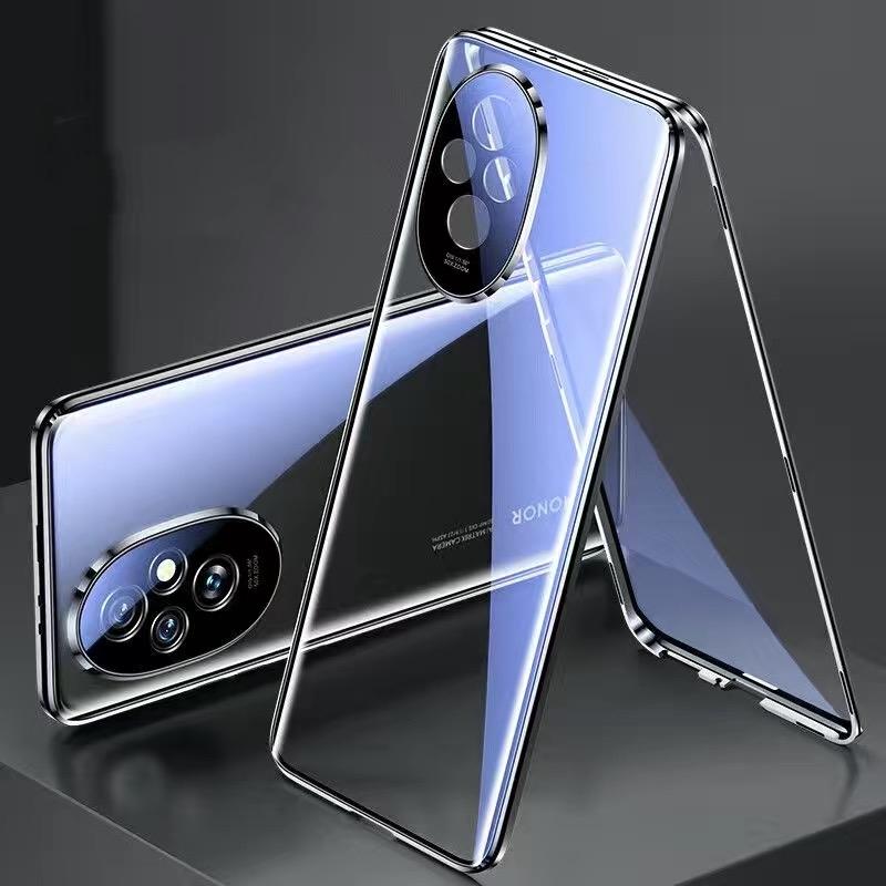 Funda Completa 360 Para Honor 200 Pro Funda Para Honor 200 100 Adsorción Magnética Doble Cara Cubierta Protectora de Vidrio Templado Metálico