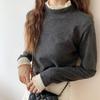 Niche Lace Ruffle Stand Collar Women's Plus Size Chic Slim-fit Winter Top