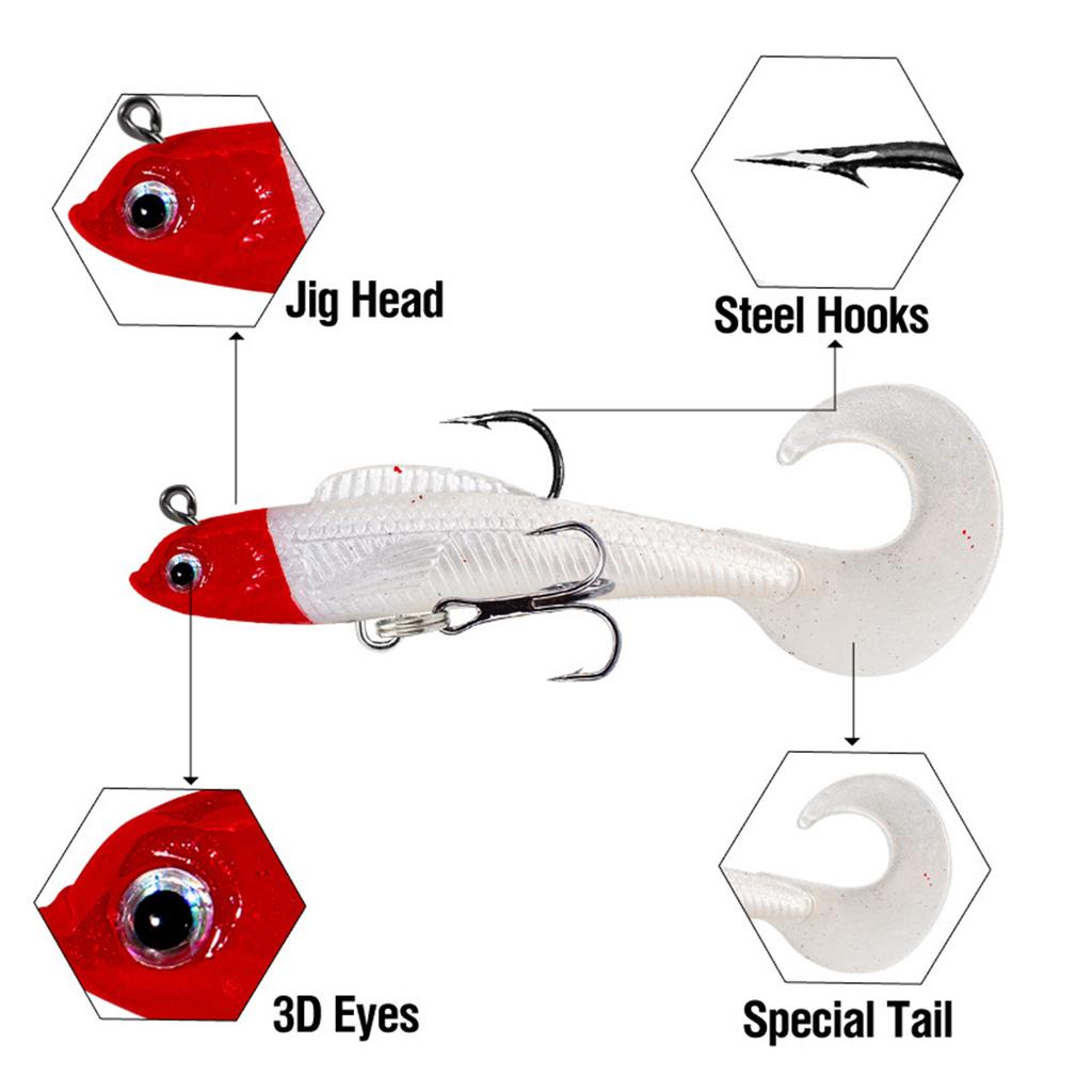Artificial Plastic Bait Swimbait Fishing Hook Tackle Soft Swimbait Curl Tail Fish Baits Fishing Jig Lures Easy to Use