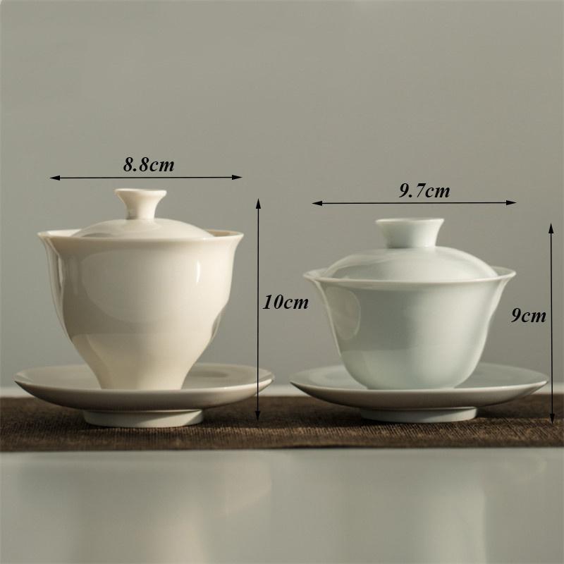 Keramik Handgefertigt Kung Fu Gaiwan Kreativ Handbemalte Chrysanthemen Teetasse Teegeschirr Büro Teeschale mit Untertasse Trinkgeschirr