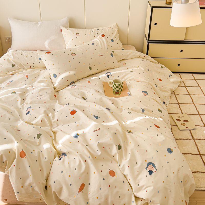 Ins Duvet Cover Set Floral Single Double Queen Size Flat Sheet Pillowcase No Filler Home Decor Girl Soft Bedding Set