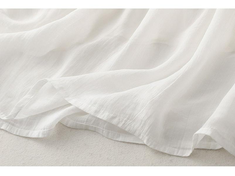 8973 Five-Sleeve Plus Size Gradient Cotton Linen Dress - Loose-Fit Early Autumn Style