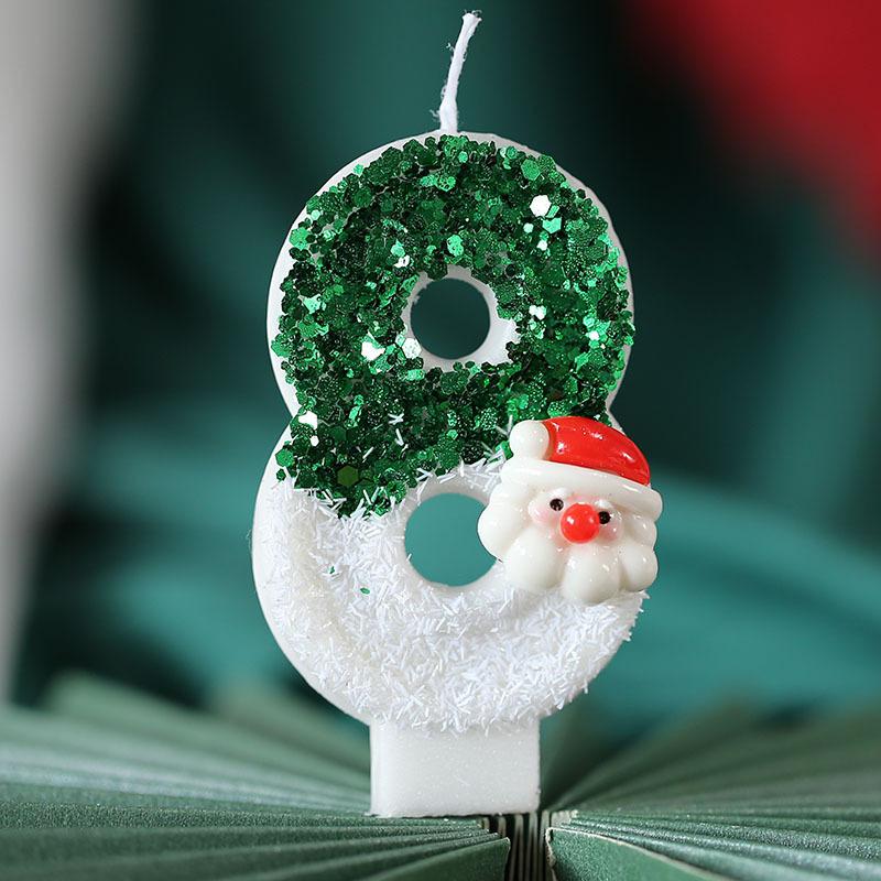 Christmas Happy Birthday Candles for Cake Decorating Supplies Unscented Number Candles Cake Topper Decorations