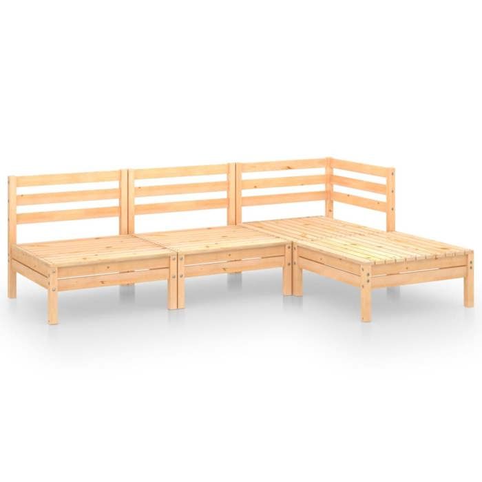 VidaXL Solid Pine Wood Garden Lounge Set 4 Pcs Patio Furniture Terrace Furniture Set Outdoor Furniture 3082627