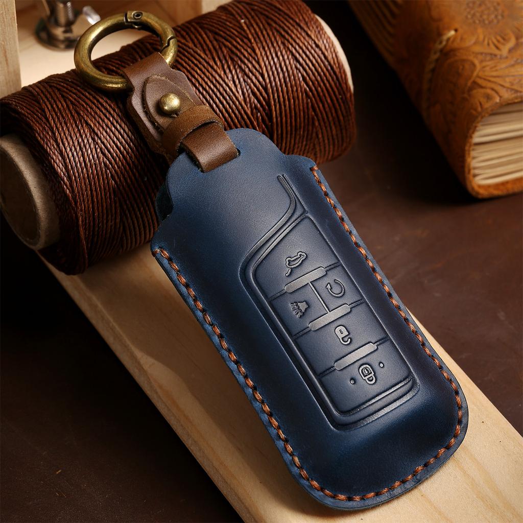 Leather Car Remote Key Case Cover For GAC Trumpchi GS7 GS8 GM8 GS5 GA6 GM6 2016 2017 2018 2019 2020 2021 2022 2023