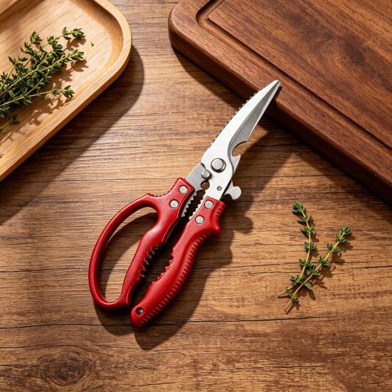 Heavy-Duty Kitchen Shears, Stainless Steel Poultry Scissors for Chicken Fish Ribs, 6-in-1 Tool with Bottle Opener, Fish Scale Scraper Nut Cracker