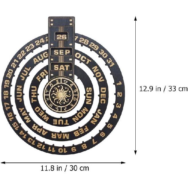 Ciieeo Wooden Perpetual Calendar Wall Hanging Home Decor Craft Wall Calendar with Rounded Corners for Home Office and Restaurant Decoration