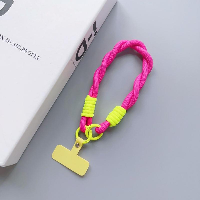 Flerfarget Håndvevd Nøkkelring Mobiltelefon Lanyard Anti-Tapt Knute Tau Stropp Nøkkelring Menn Kvinner Bilnøkkelholder Tilbehør