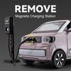 1:24 WuLing HongGuang Mini EV Car Toy Models with Motorboat Alloy Diecast Sound Light Doors Opened Pull Back for Children Gifts