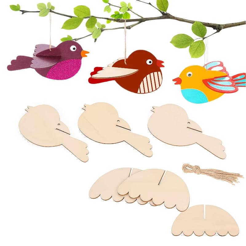 Flying Bird Unfinished Crafts Wood Chip Decorations Suitable For Birthday Wedding Party Desktop Decoration Diy Painting Gifts