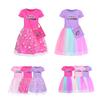 Kinder Mädchen Anime Cartoon POP Sängerin Super Star Rumi Zoey Mira Print Mesh Regenbogen Rundhals Lässiges Baumwollkleid