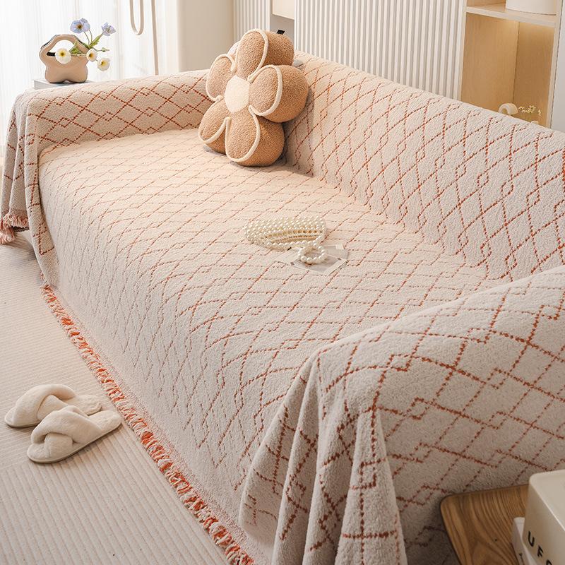 Sofa Towel Plush Half Velvet Sofa Slipcover Sets Sofa Cushion Living Room All-Inclusive Sofa Towel Cover Cloth