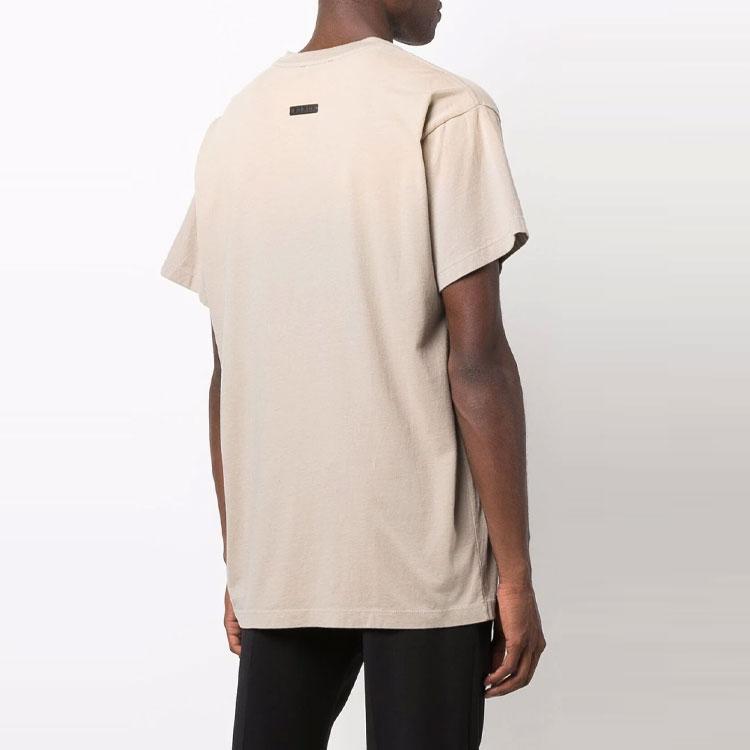 Fear of God Casual Logo Print Short Sleeve T-Shirt Men Tops Oatmeal FG50025CTJC-041