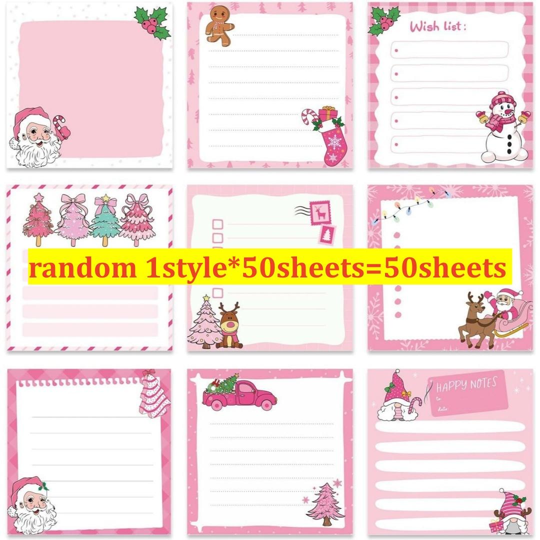 

50/240/450 Sheets Christmas Memo Pads Set Self-Stick Notes Pads Snowman Santa Claus Sticky Notes Winter Festival Stickers Decor