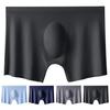 Men Thin Boxers Seamless See-through Soft Solid Color Mid Waist Ice Silk