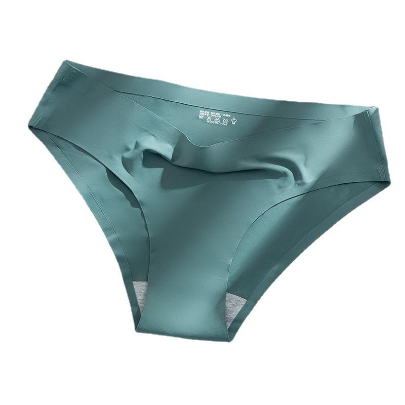 ### Women's Seamless Ice Silk Mid-Waist Panties: Breathable, Comfortable, Quick-Drying with Pure Cotton Crotch