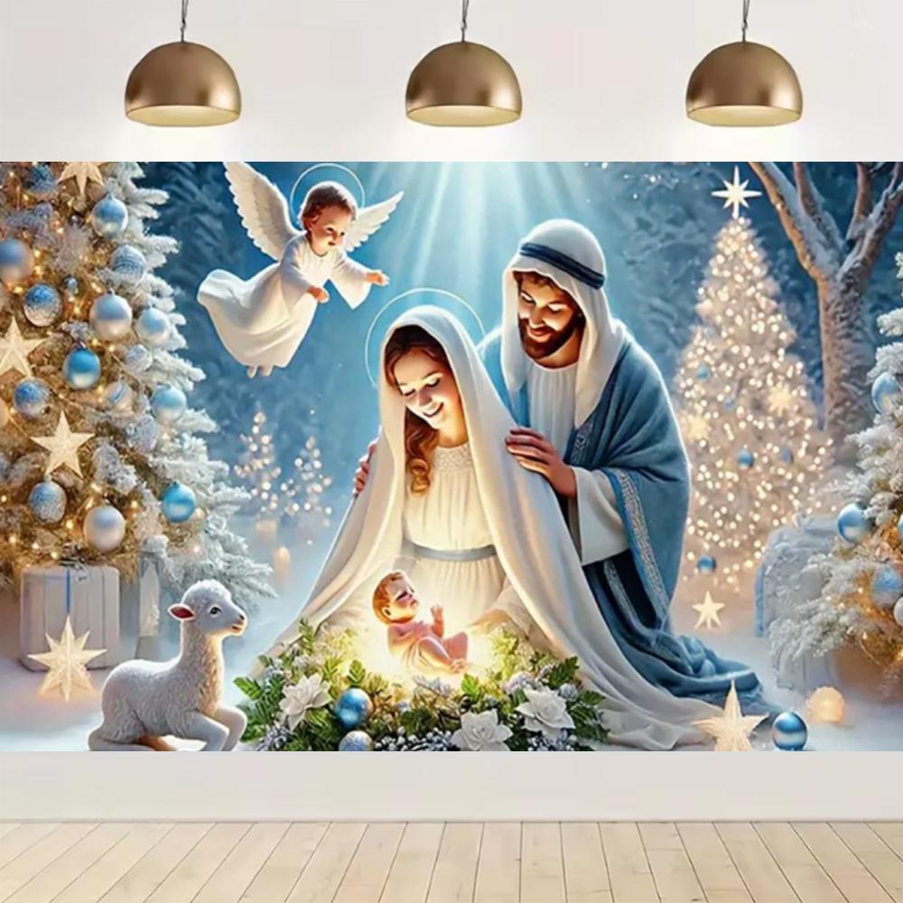 Nativity scene, starry night party decoration, backdrop, traditional Christmas photography supplies, prop4821