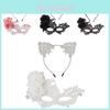 Anna Princess Lace Mask Set With Cat Ear Headband For Halloween And Costumes
