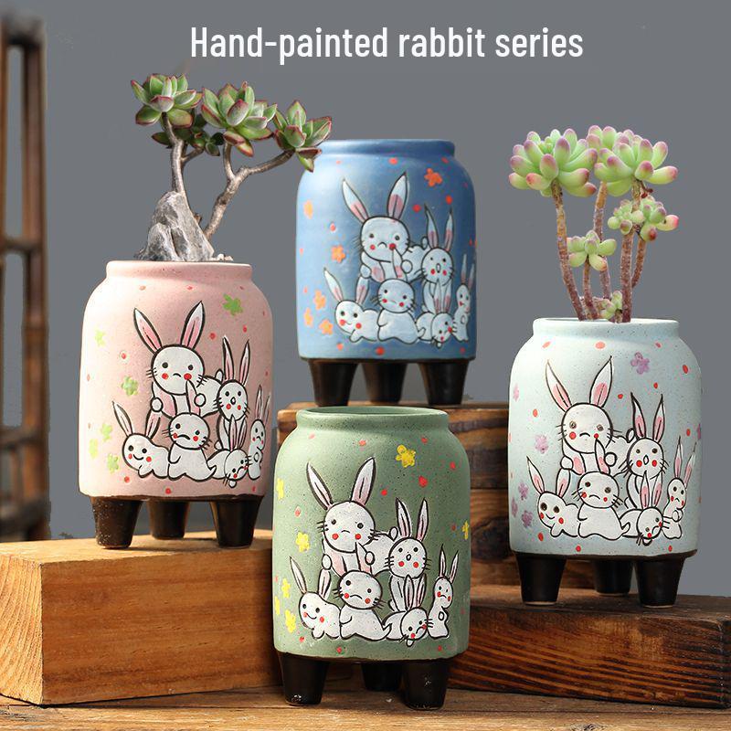 Creative Cartoon Frog and Bird Ceramic Plant Pot – Unique Gardening Decor