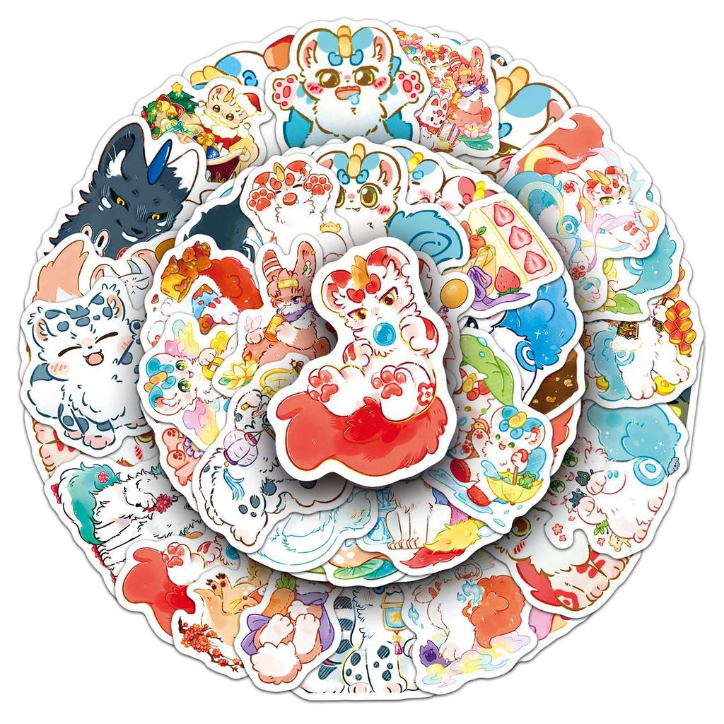 50 Cute Cartoon Animation Stickers for Suitcases, Motorcycles, and Helmets