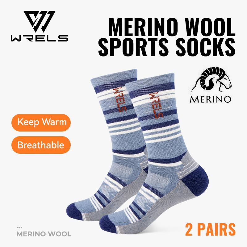 WRELS 1/2/3pairs Merino Wool Socks Moisture Wicking Warm Thermal Hiking Socks Breathable Cushion Hiking Running Compression Sock