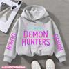 Children's KPop Demon Hunters Hoodies Girls Pink Boy Pink Tops Sweatshirt Long Sleeve Pullovers Coat Autumn Winter Casual Hooded