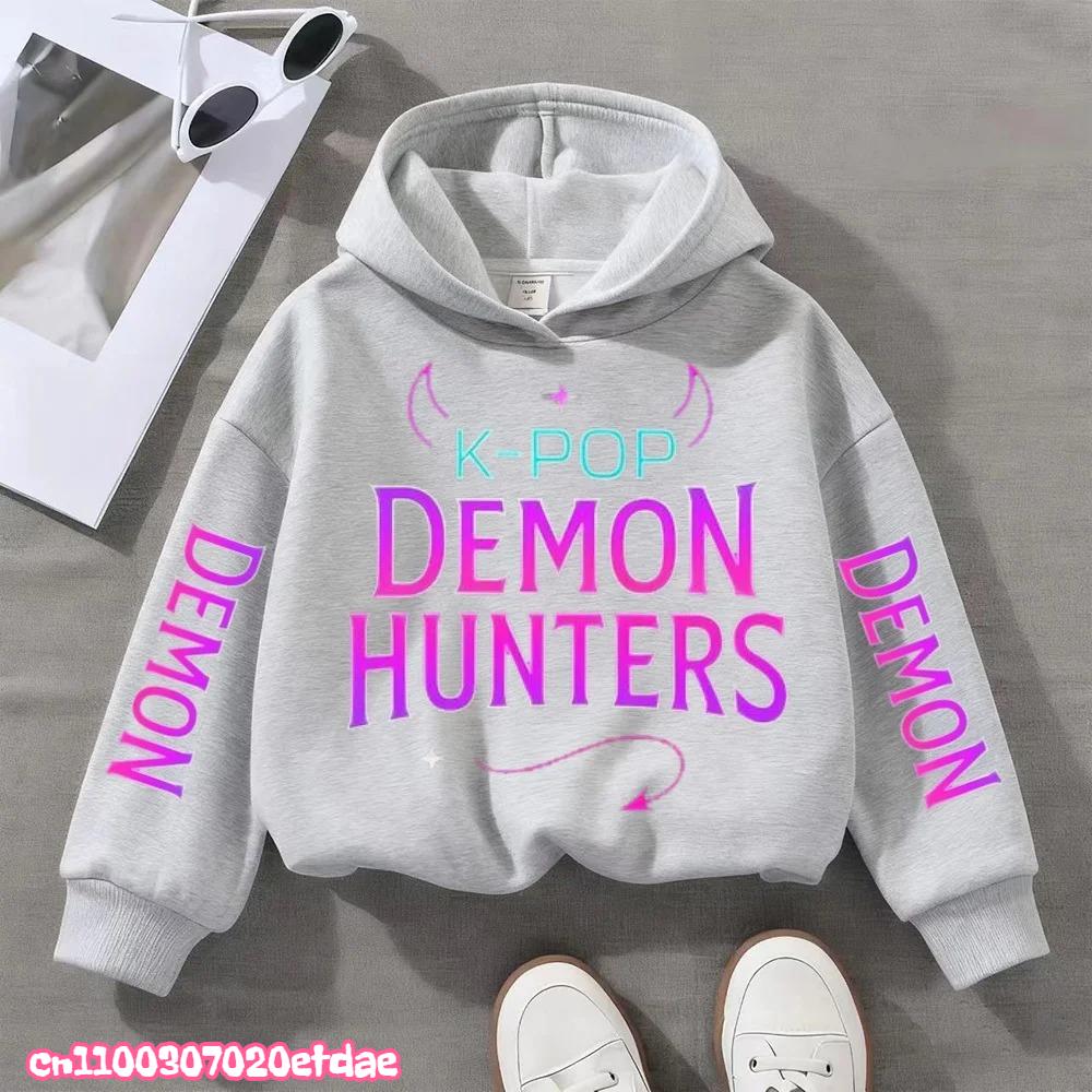 Children's KPop Demon Hunters Hoodies Girls Pink Boy Pink Tops Sweatshirt Long Sleeve Pullovers Coat Autumn Winter Casual Hooded