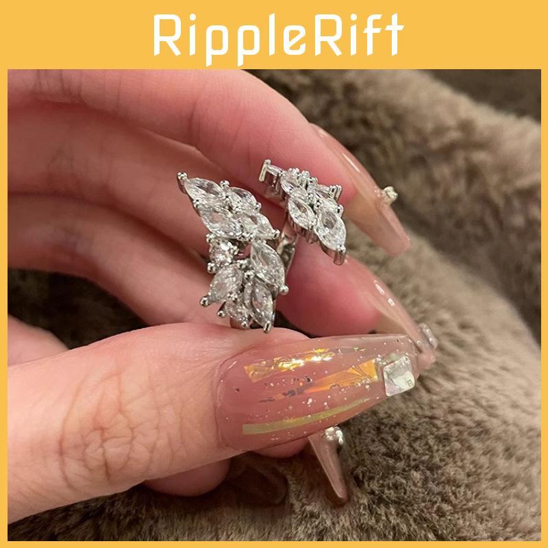 Elegant Korean Style Vintage Rhinestone Ring For Women Adjustable Open Finger Jewelry