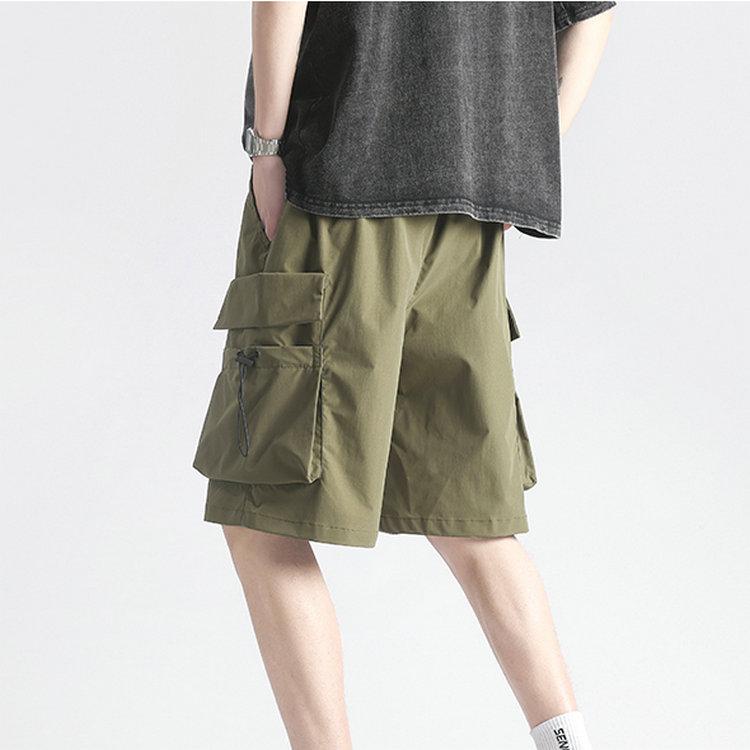 2026 New Fashion Summer Men's Shorts Solid Color Big Pocket Cargo Shorts Casual Knee Length Shorts For Men
