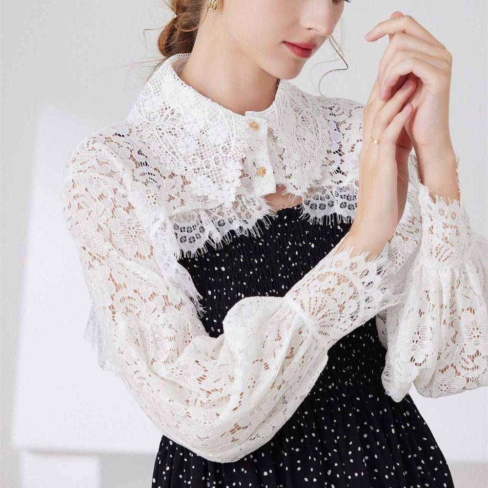 Beautiful Lace Sunscreen Shawl Chiffon Floral False Collar Clothes Accessories Girl
