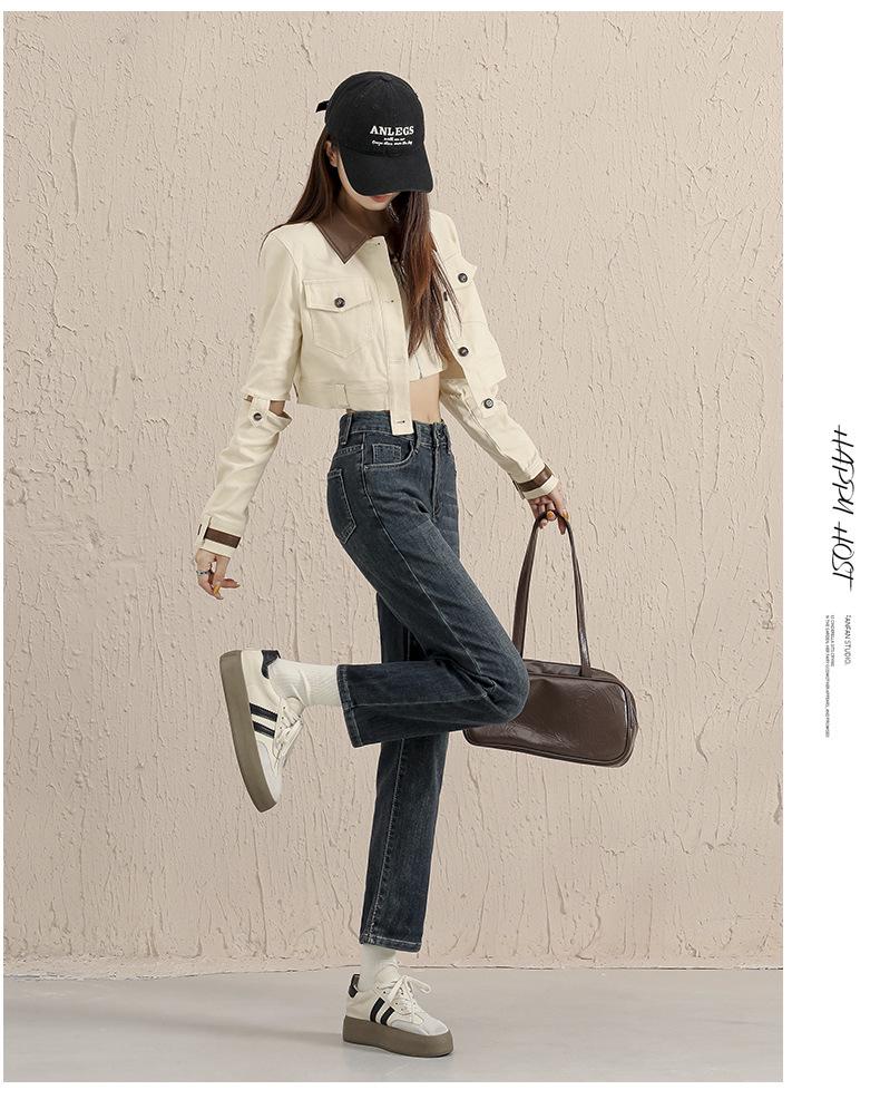 2025 Retro Stretch Slimming Cigarette Jeans - Autumn/Winter Straight-Leg Baguette Pants