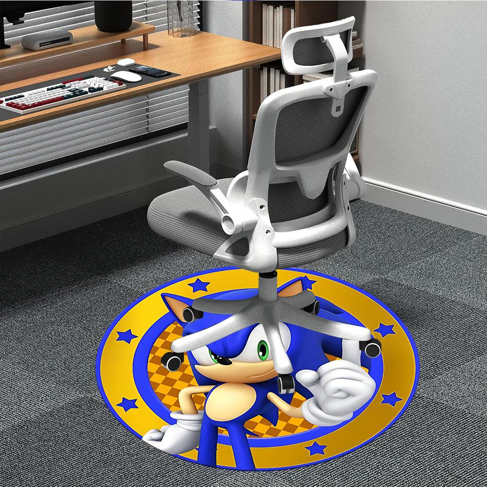 1pc Sonic Adventure Office Round Area Rug, Indoor Mat Suitable For Office, Under Office Chairs Bedroom Living Room Home Decor, Room Deco