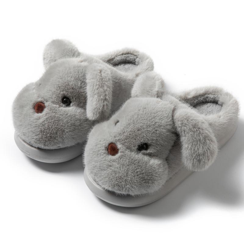

Хлопковые тапочки в форме собаки Женские Домашние Зимние Теплые Противоскользящие Студенческие Тапочки для Общежития 44-45 серый
