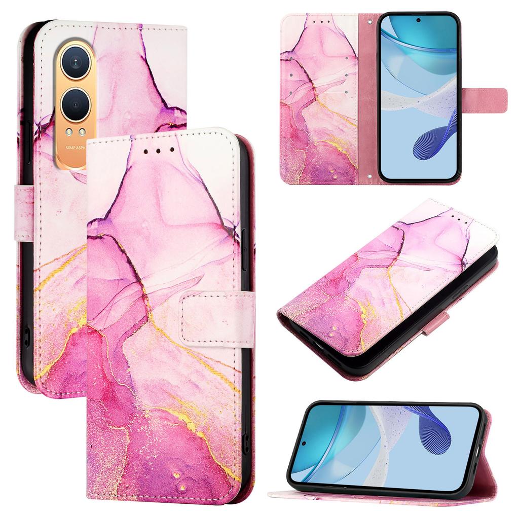 For OnePlus Nord CE4 Lite 5G Case with Strap Marble Pattern Leather Phone Cover Card Holder