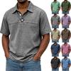 Men's Button-down Short-sleeved Fitted Distressed Washed -neck Casual Shirt