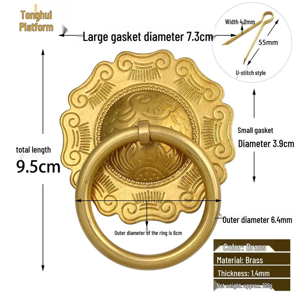 Antique Style Pure Copper Hexagonal Handle for Cabinets & Drawers - Retro Chinese Hardware Accessory