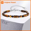 Vnox Stainless Steel Tiger Eye Black Onyx Beaded Bracelet Adjustable Chain Link Wristband for Men Women Fashion Jewelry Gift New