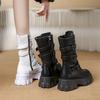 WOMEN ANKLE BOOTS Goth Boots Woman Winter 2026 Platform Shoes Sneakers Studded Belt Buckle Punk  Chunky Heels Mid Calf Boots