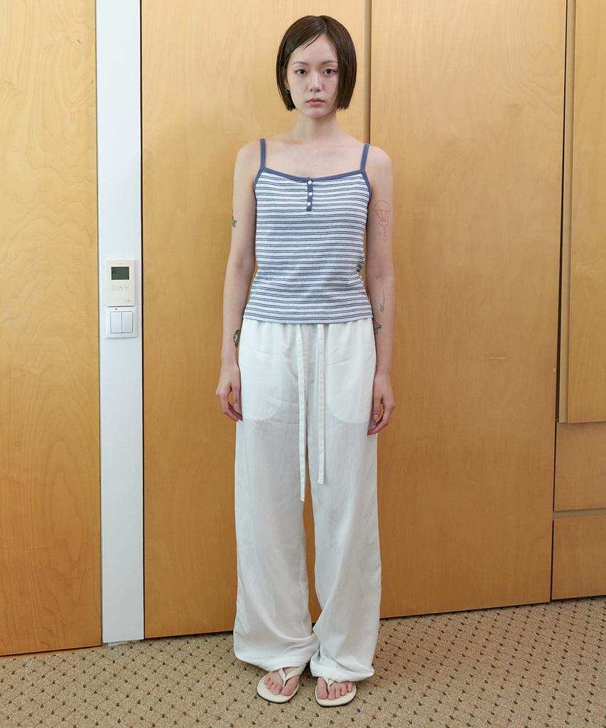 STEP AROUND Airy Nylon Wide Pants_White