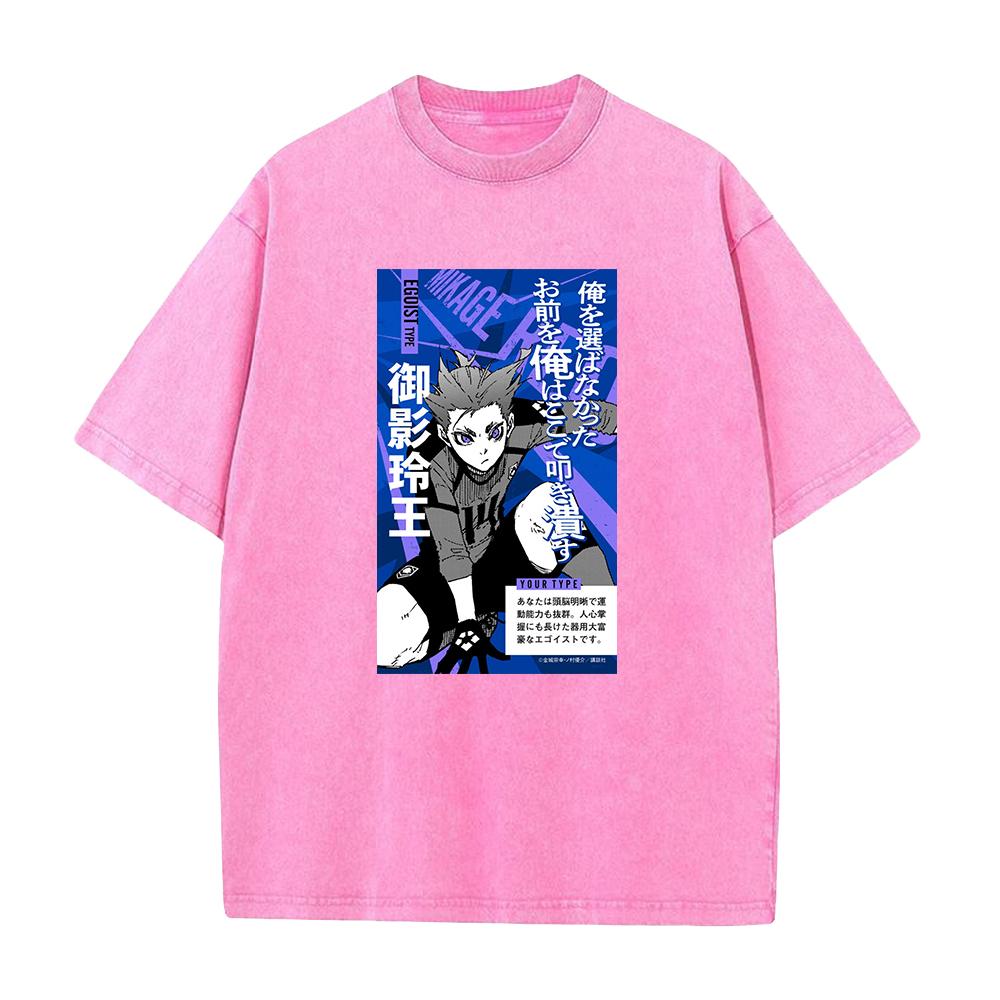 Anime BLUE LOCK Mikage Reo Cool Graphic T Shirt Men Women Cotton Tshirts Casual Oversized Tee Harajuku Male Washed T-shirt