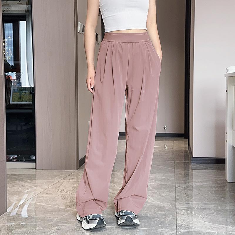 Big Brand Women's High Waist Quick-Dry Yoga Pants: Casual, Straight-Leg, Lightweight, Slimming, and Loose-Fit for Autumn.