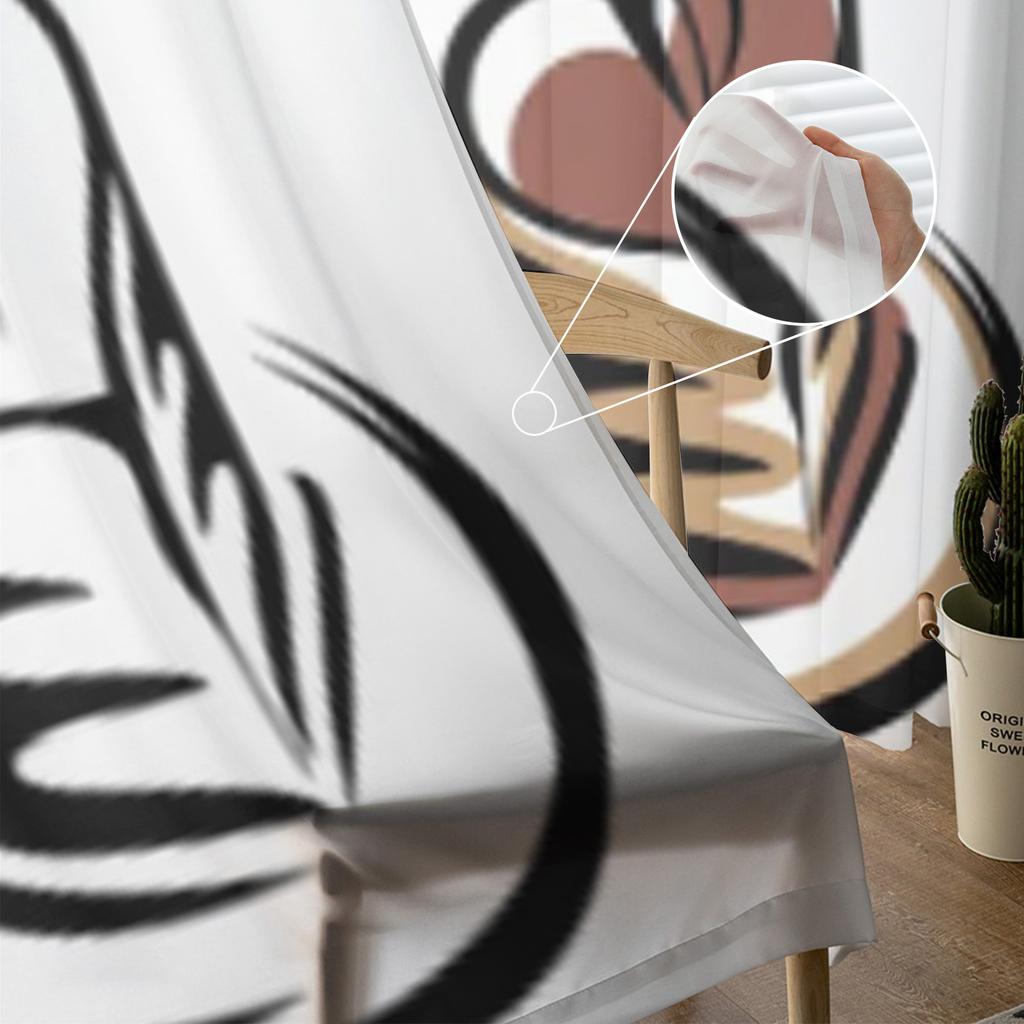 Herzförmige Tasse Kaffee Gardinen für Wohnzimmer Fenster transparent Voile Tüll Vorhang Schlafzimmer Vorhänge Home Decor
