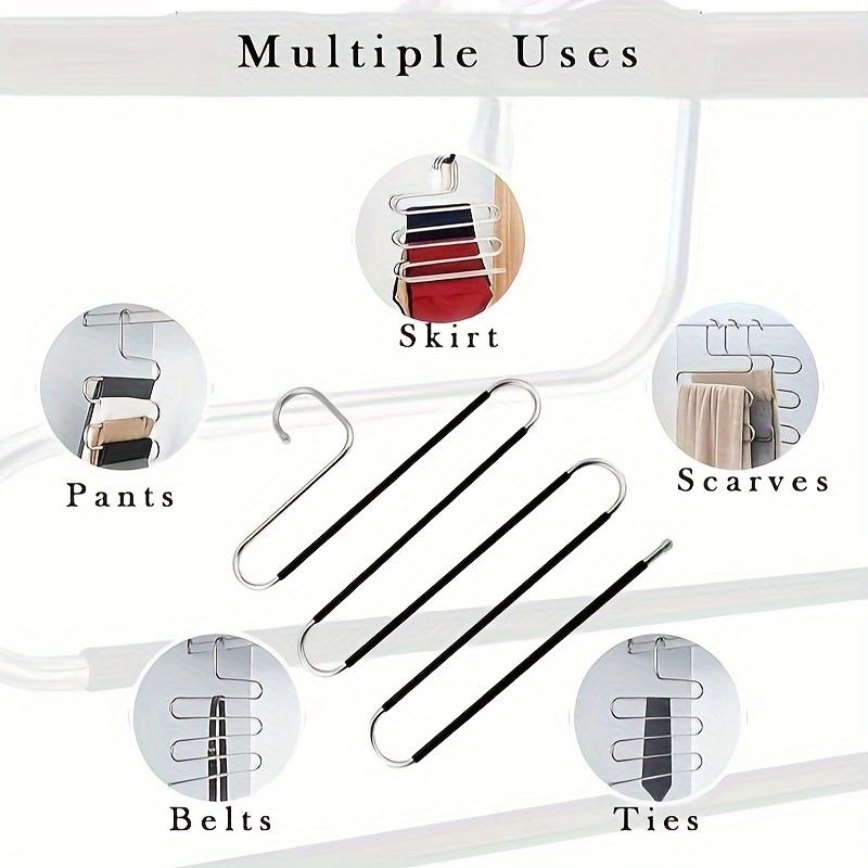 3pcs Metal Hangers Multi-Use Clothes Hangers Pants Skirts Belts Ties Scarves Space-Saving Storage Organizers Clothing Rack